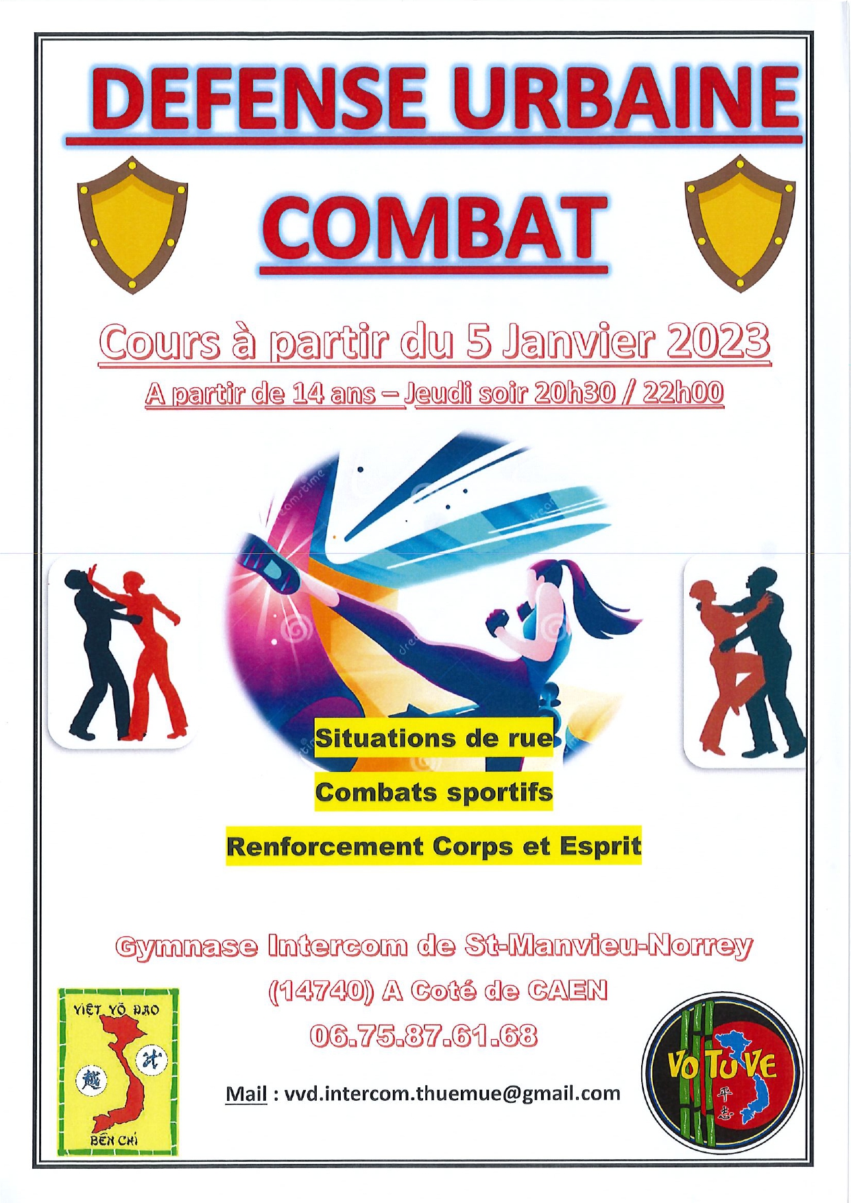 Association Viet Vo Dao : Nouveau  Cours “DEFENSE URBAINE COMBAT” à partir du 05/01/2023