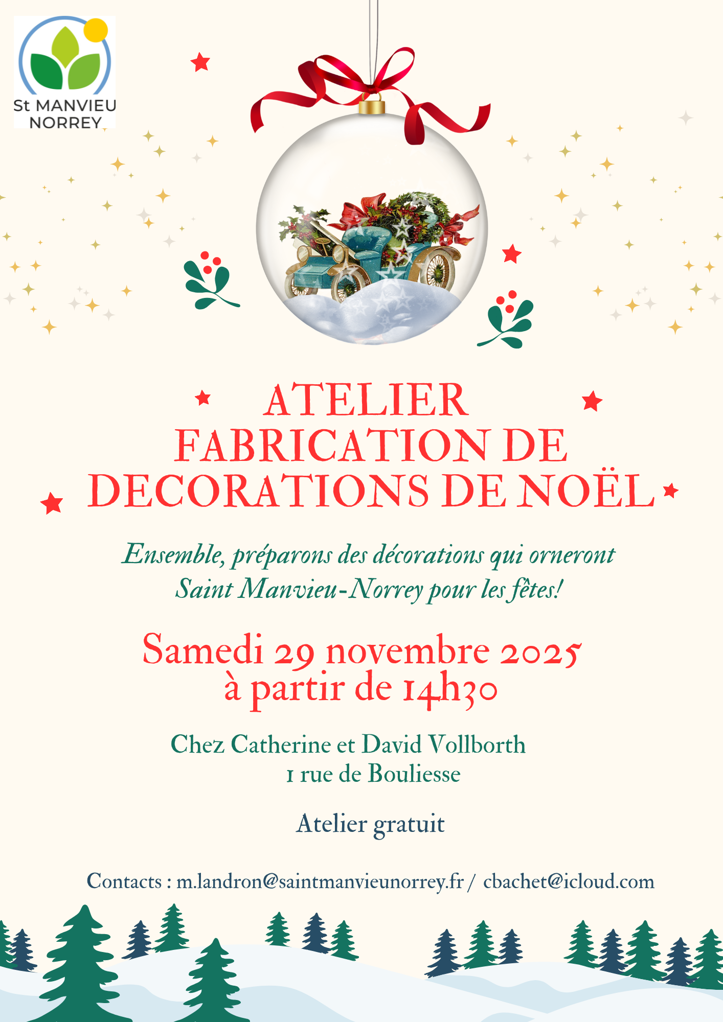 Ateliers fabrication de décorations de Noël