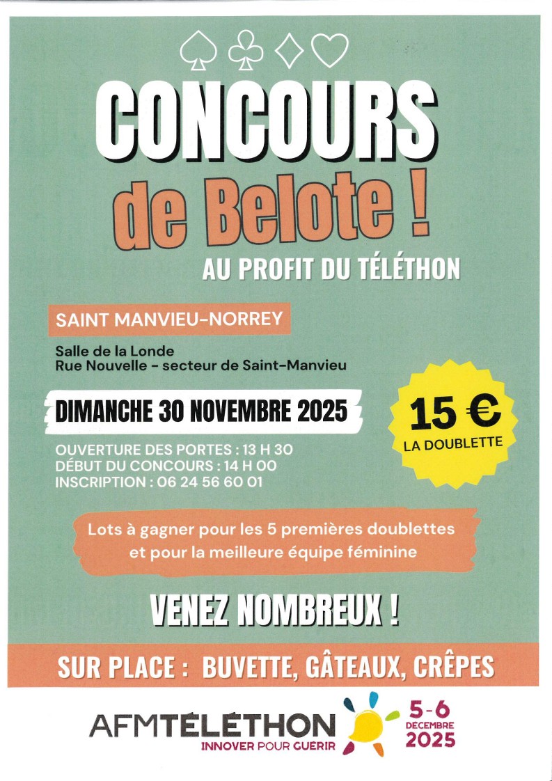 Lire la suite à propos de l’article Concours de Belote !