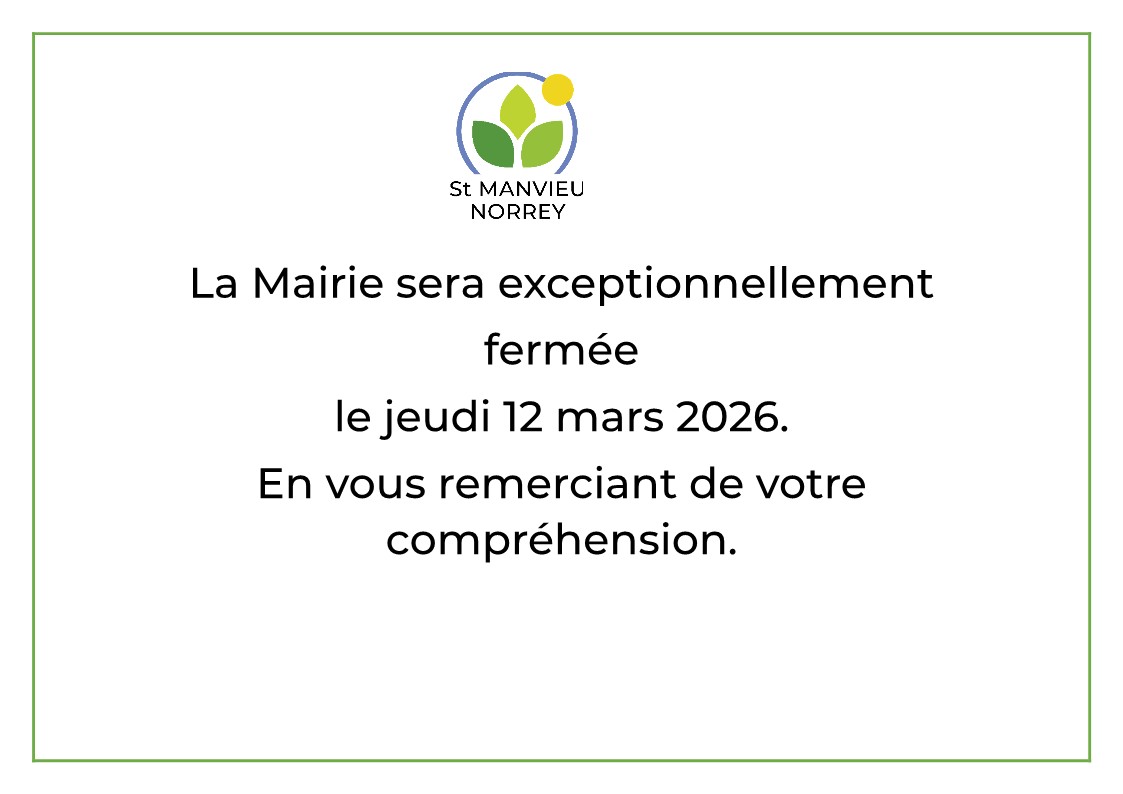 Fermeture exceptionnelle de la Mairie