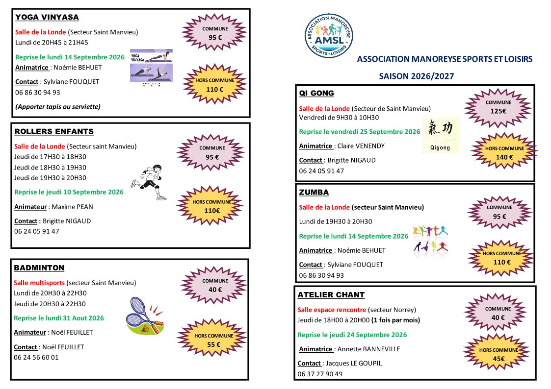 Flyers des activités de l’AMSL